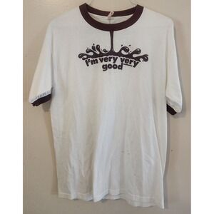 Vintage Hershey‎ Kiss Ringer T-Shirt Men XL White Brown Thunderbird USA Crew